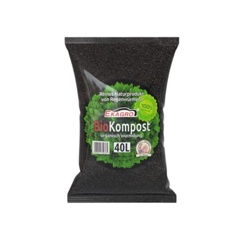 Ekagro Wurmhumus für Pflanzen | 100% Natürlich Humus Erde 40L | Organischer...