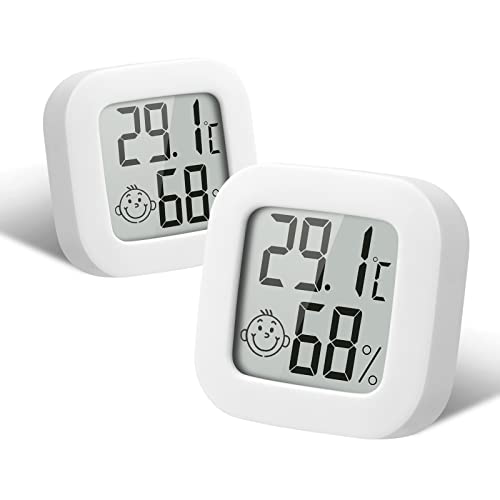 Flintronic Mini LCD Thermometer, 2 Stück Digital Thermometer Innen, Hygrometer...