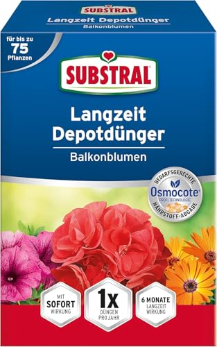 Substral Balkonblumen Langzeit Depotdünger, 750g, für Geranie, Surfinie,...