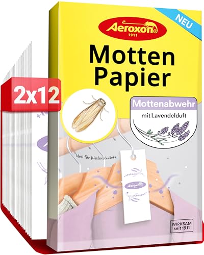 Aeroxon Mottenschutz für Kleiderschrank – 24 Mottenpapier gegen...