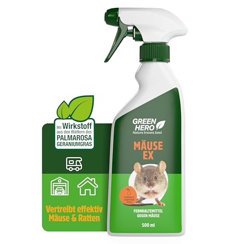 Mäuse Ex Spray zur Mäuseabwehr & Rattenabwehr, 500 ml Mäuseschreck gegen...