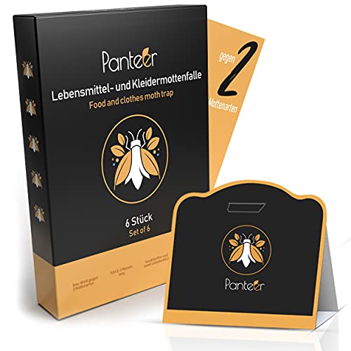 Panteer SCHÄDLINGSMEISTER® Mottenfalle - 6 Stück - Pheromonfalle mit hoher...