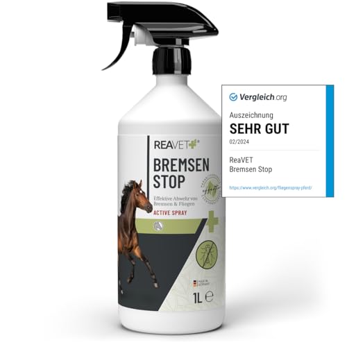 TESTURTEIL SEHR GUT ReaVET Bremsen Stop **TESTSIEGER** Fliegenspray Pferde 1L...
