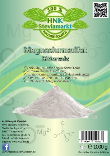 Bittersalz Magnesiumsulfat 1kg - natürliche Hilfe beim Fasten und Heilfasten -...