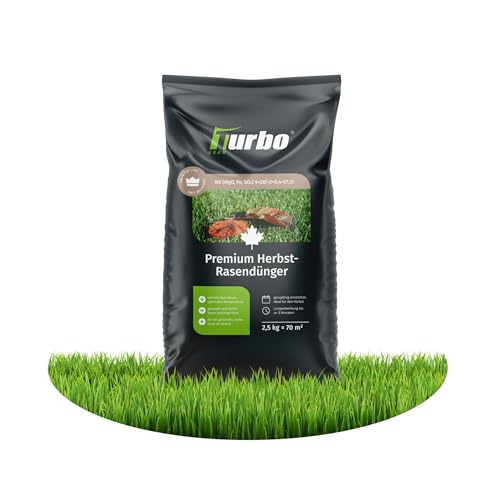Herbst Premium Rasendünger Turbogrün, 2,5kg für 70m², Dünger gegen Moos,...