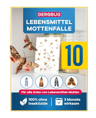 GEROBUG Lebensmittelmotten-Falle - 10 x geruchlose Pheromonfalle zum Fangen von...