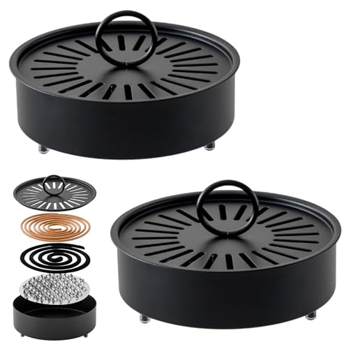2 Stück Mückenspirale Halter aus Metall mit 2 Reinigungsbürsten -...
