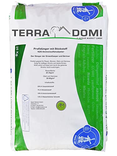 TerraDomi 25 kg Ammonsulfatsalpeter N26 Stickstoff-Dünger für den Frühling I...