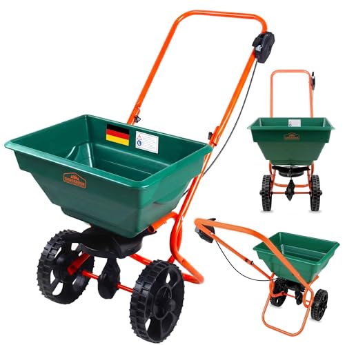 GARDEBRUK® Streuwagen 25L Streumenge einstellbar große Räder Saatgutstreuer...