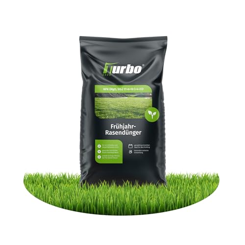Turbogrün Rasendünger Frühjahr 10kg, gesunder Rasen verdrängt Moos, Ideal...