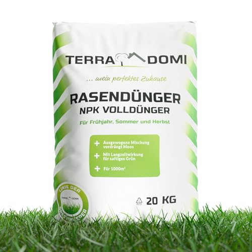 TerraDomi Rasendünger Frühjahr & Sommer 20kg NPK 15-15-15 I Dünger mit...