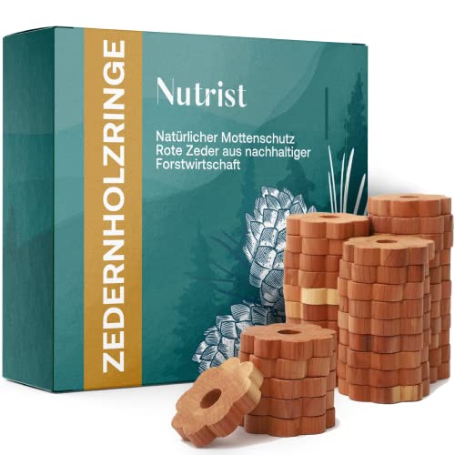 nutrist 30x Premium Zedernholz Ringe gegen Kleidermotten, Zeder Blumen als...