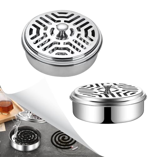 2 Stück Mückenspirale Halter Box, Mückenspulenhalter mit Deckel, Edelstahl...
