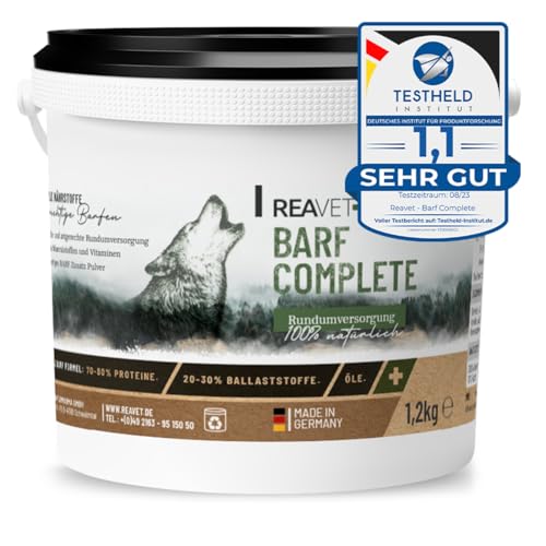 TESTURTEIL SEHR GUT 08/23 ReaVET Barf Complete Hund Pulver 1,2kg - Barfen für...
