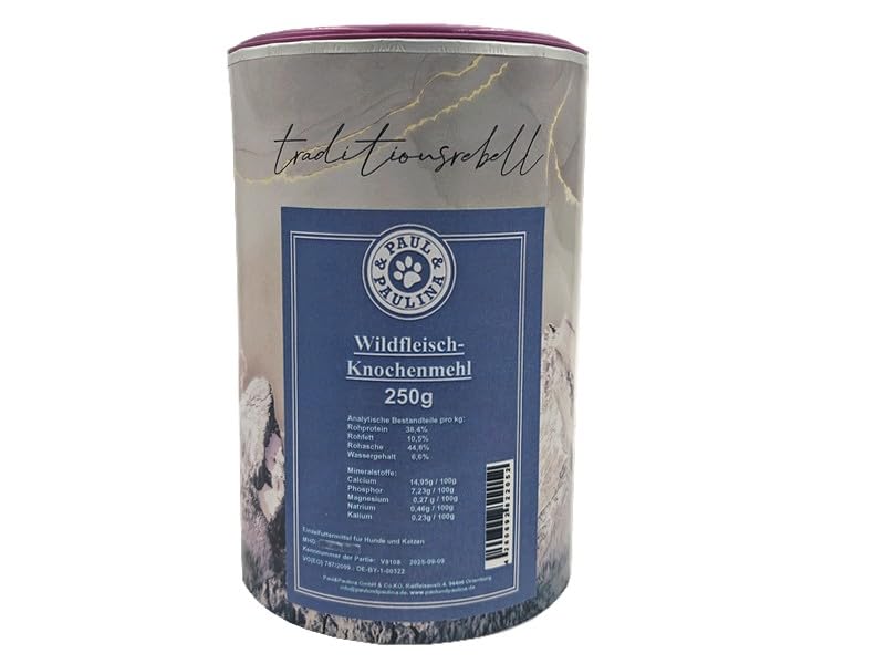 Paul & Paulina Wildfleischknochenmehl 250g I Einzelfuttermittel für Hunde und...