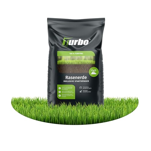 Rasenerde 30L, 100% torffrei, Turbogrün, Mit Startdünger und Rasensand, Ideal...