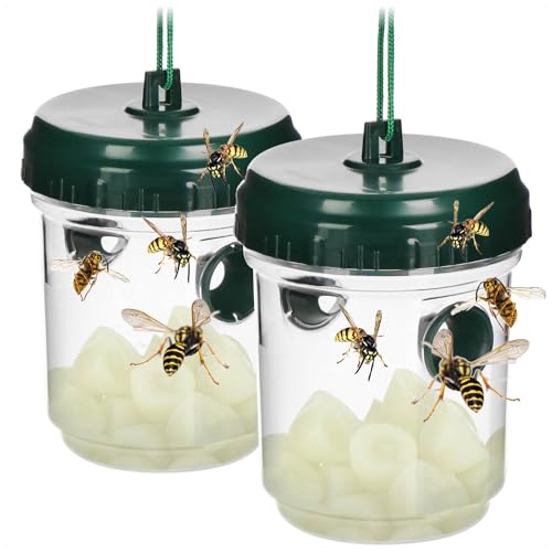 com-four® 2X Wespen Lebendfalle - Natürliche Wespenfalle für draußen -...