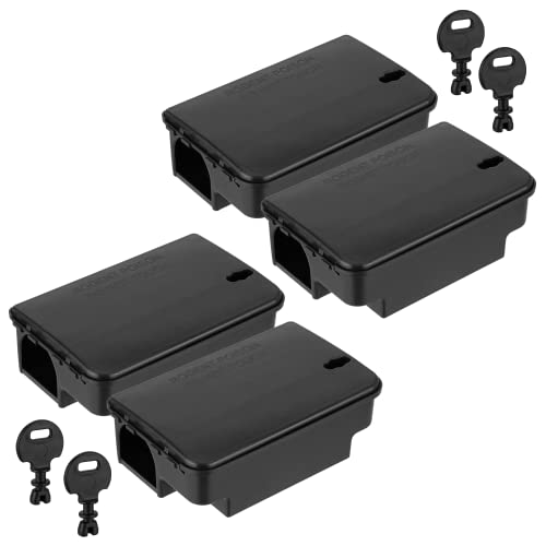 Köder-Discount Rattenköderbox mit Warnaufklebern (4er-Set): Effektive...