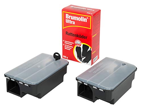 Köder-Discount Sparset Rattenbekämpfung - Köderbox Plus 500g Brumolin Ultra...