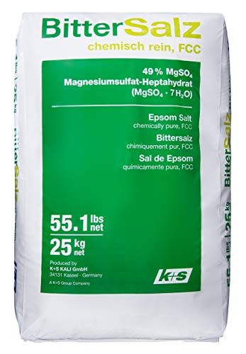 Purux Bittersalz Magnesiumsulfat Badesalz 25kg, MgSO4 Food Grade Epsom Salz