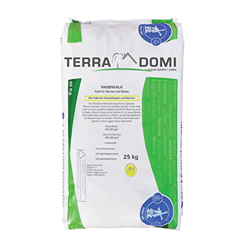 TerraDomi 25 kg Rasenkalk für Winter und Frühjahr I Gartenkalk gegen Moos I...