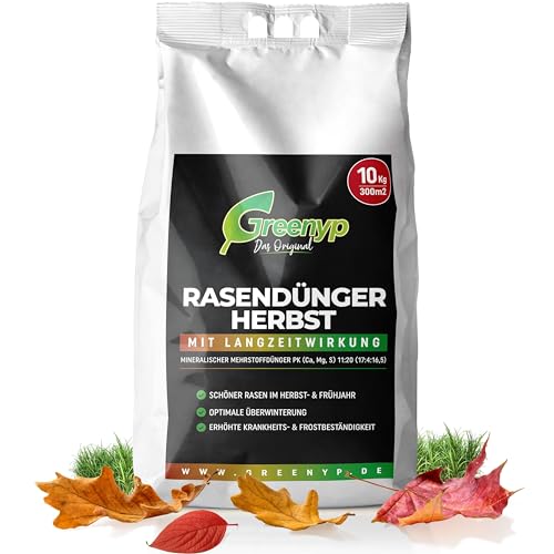 Greenyp Herbstrasendünger Langzeit (10kg / 300m²) I mit 90 Tage...