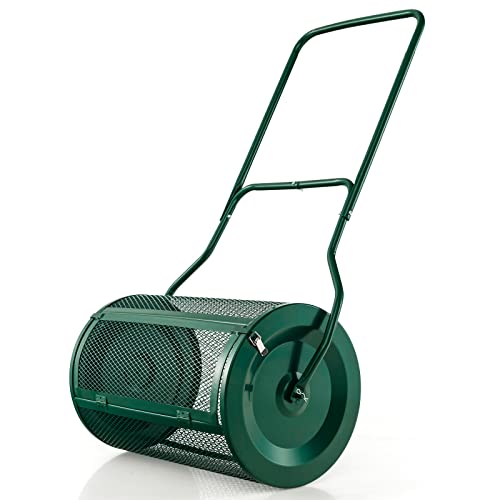 RELAX4LIFE Rasenstreuer 60,5 × 39 cm, Gartenstreuer 80L, Torfmoosstreuer mit...