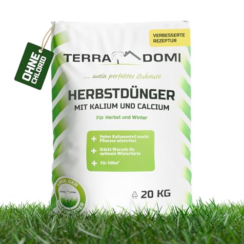 TerraDomi Rasendünger Herbst 20kg für 500m² | ohne Chlorid | Kalium Dünger...