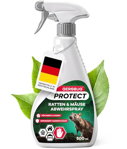 Gerobug Ratten & Mäuseabwehr Spray 500 ml mit Langzeitwirkung - Pfefferminzöl...