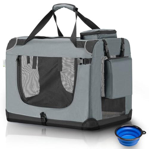 Juskys Hundetransportbox Lassie L faltbar & tragbar 50x70x52 cm mit Decke,...