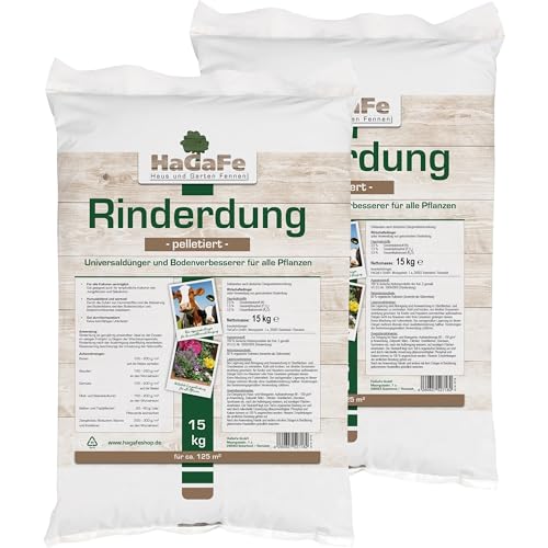 2 x 15kg HaGaFe Rinderdung, Rindermist, Kuhmist, organischer Universaldünger,...