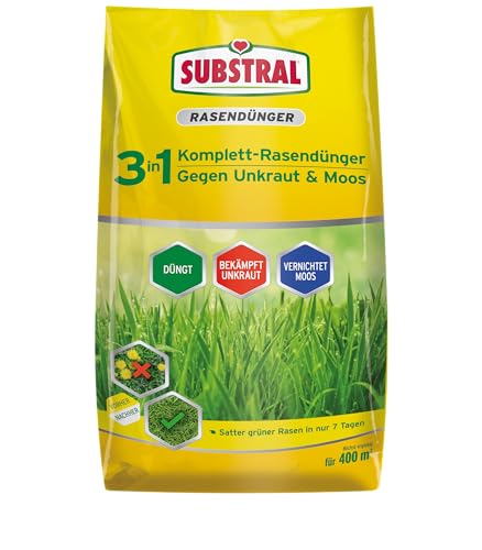Substral 3in1 Komplettrasendünger, 14 kg für 400m² Rasenfläche, mit...