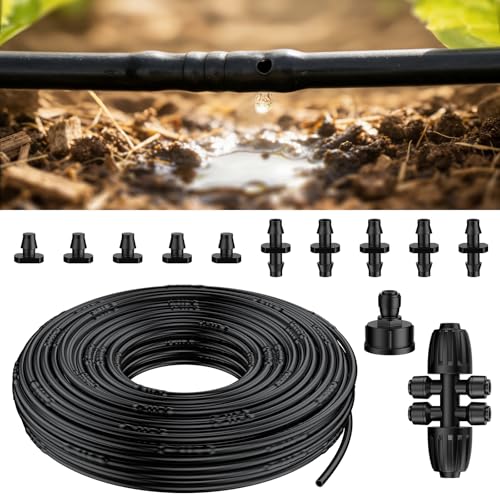 Pawfly 6,35 mm Tropfbewässerungsschlauch (30,5 m Rolle), Tropfrohr mit 15 cm...