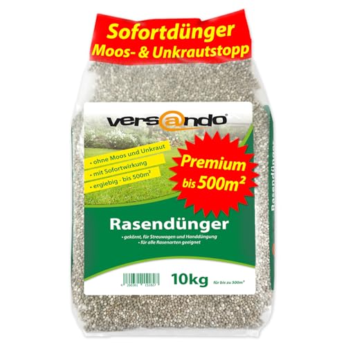 versando 10kg Rasendünger Frühjahr Sommer bis 500m²: verdrängt Moos und...