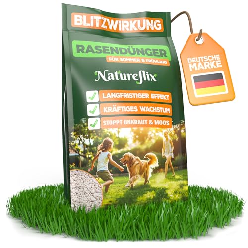 Natureflix Rasendünger Frühjahr & Sommer (10kg für 500m²) | Tierfreundlicher...