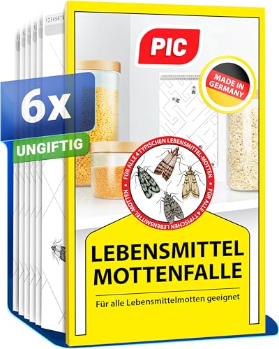 PIC Lebensmittelmotten Falle - 6 Lebensmittelmottenfallen - Mottenfalle mit...