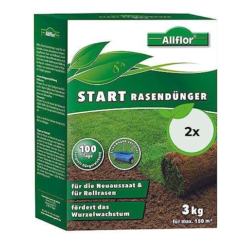 Allflor Start-Rasendünger 2 x 3 kg I Für die Neuaussaat & Rollrasen I...