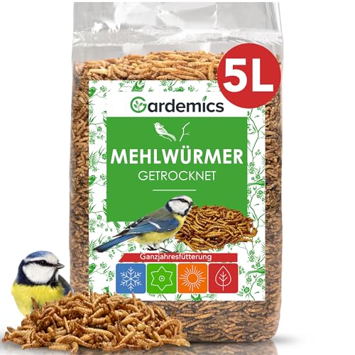 Gardemics Mehlwürmer getrocknet 5 Liter - 800g - Premium Insektenfutter für...