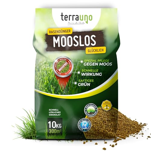TerraUno Rasendünger Frühjahr Mooslos Glücklich, Moosfrei in 3 Tagen, 10 kg...