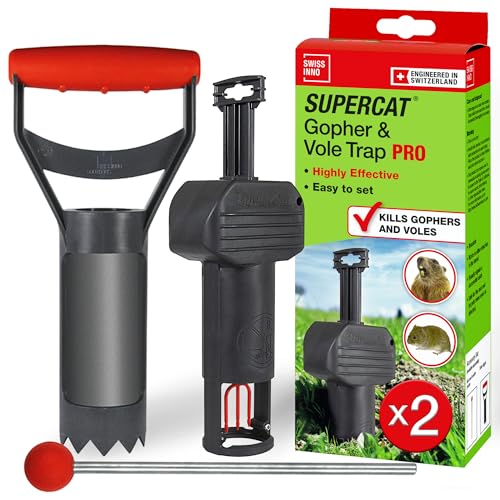 SWISSINNO Wühlmausfalle PRO SuperCat inkl. Zubehörset - Effiziente Schlagfalle...