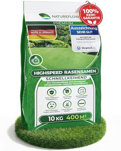Rasensamen schnellkeimend Frühjahr 10kg – TEST SEHR GUT – Grassamen...