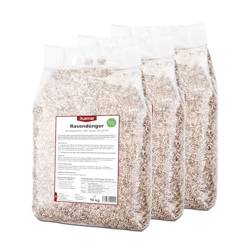 RUEMAR 30 kg (3x 10 kg) Rasendünger, nährstoffreicher Dünger für Rasen und...