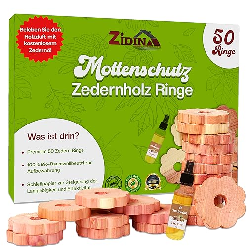 Mottenschutz für Kleiderschrank by Zidina | 50x Premium Bio Mittel gegen Motten...
