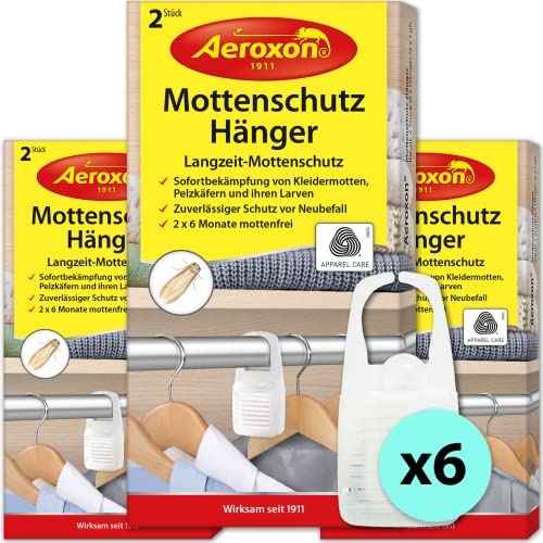 Aeroxon Mottenschutz für Kleiderschrank - 3x2 Stück - Mottenschutz-Hänger -...