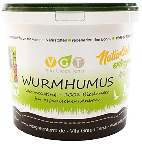 Vita Green Terra - Wurmhumus 4 Liter - 100% Bio Dünger für Pflanzen, Gemüse,...
