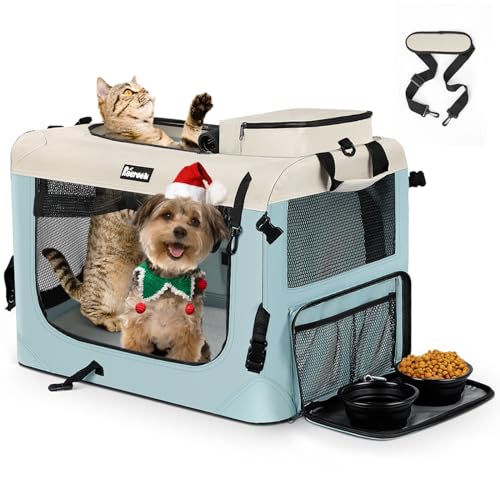 Reerooh Hundebox M 60x42x42cm, Faltbar Hundetransportbox Inkl.Hundenapf,...