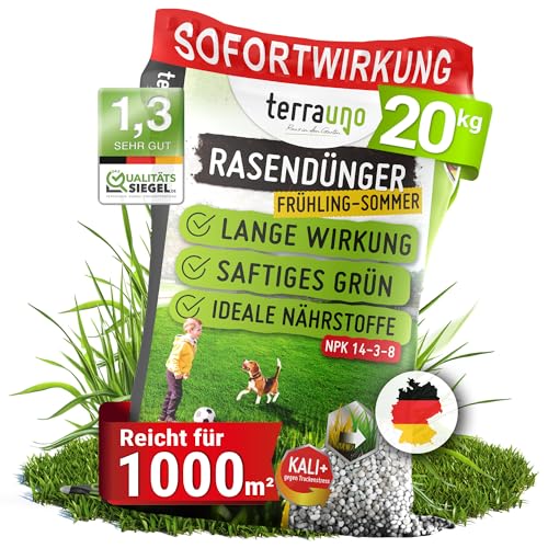 TerraUno Rasendünger Frühjahr/Sommer I Sofortwirkung für saftiges grün I 20...