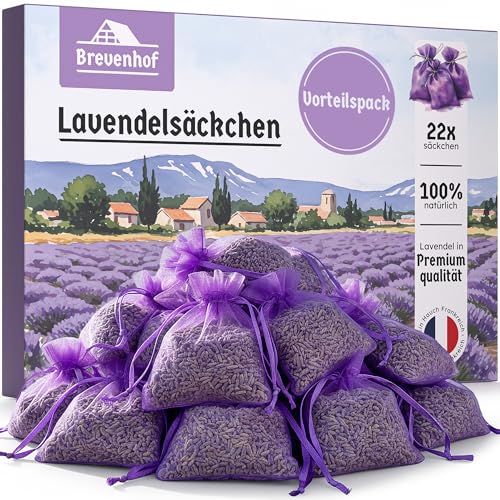 Brevenhof® 22x Lavendel Duftsäckchen - Mottenschutz für Kleiderschrank bei...