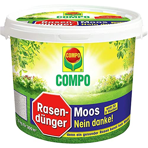 COMPO Rasendünger Moos -nein Danke! mit 6 Wochen Wirkung, Feingranulat, 7,5 kg,...