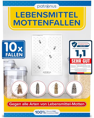 Patronus Lebensmittelmotten-Falle [10 Stück Vorteilspack] - Mottenfalle gegen...